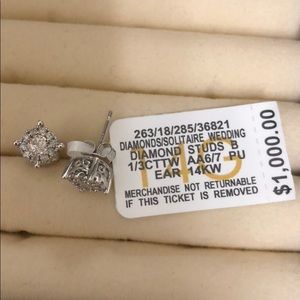 14k white gold 1/3 ct diamond studs